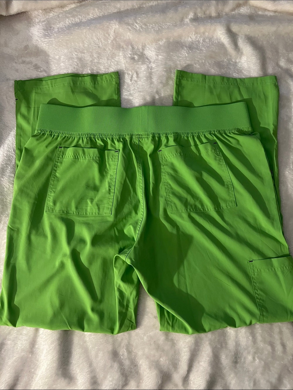 KOI 💚 LIME GREEN WIDE ELASTIC WAISTBAND 6-POCKET CARGO SCRUB PANTS Women’s XL - Picture 9 of 12